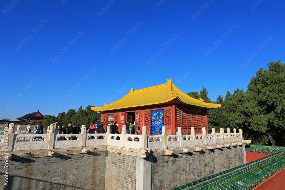 The scenery of traditional Chinese architecture in the temple of heaven in Beijing The scenery of traditional Chinese architecture in the temple of heaven in Beijing