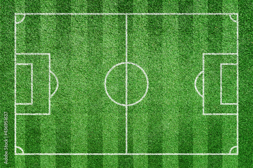 Soccer field. Stripe grass football stadium. Green lawn with white lines pattern. Top view