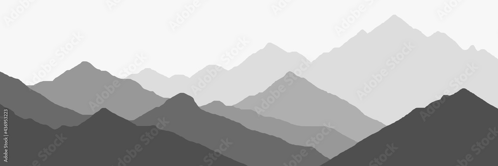 Fantasy on the theme of the mountain landscape, black and white landscape	
