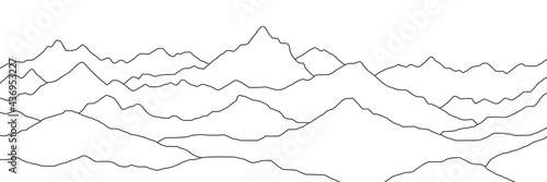 Curved lines, imitation of mountain ranges. Vector background, minimalism.	