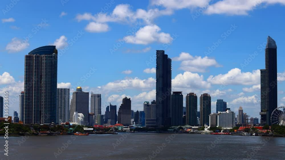 Time Lapse 4K Views Of The Chao Phraya River In Thailand. Time Lapse 4K Views Of The Chao Phraya River In Thailand.