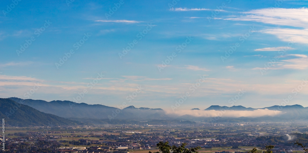 島根県の三本松公園から出雲市内を展望