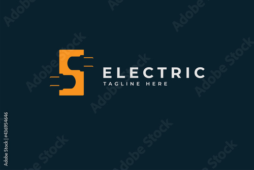 Electric Logo, abstract letter S with two plug combination, plug design logo template, vector illustration