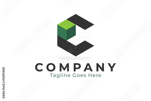 Abstract Letter C Hexagonal logo, letter C with cube icon inside, usable for business and company logos , flat design logo template,vector illustration