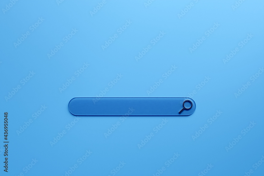 3d illustration of an internet search page on a blue  background. Search bar  icons - obrazy, fototapety, plakaty 