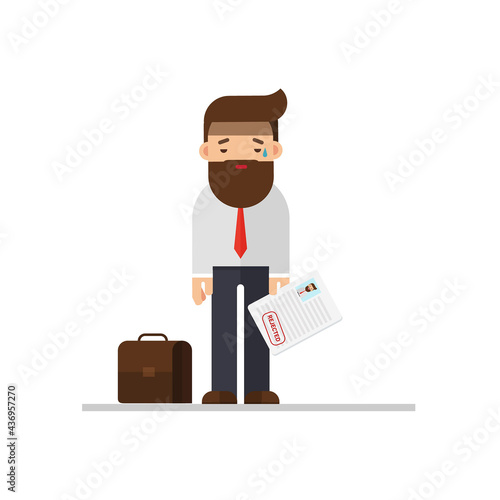businessman hold rejected paper document