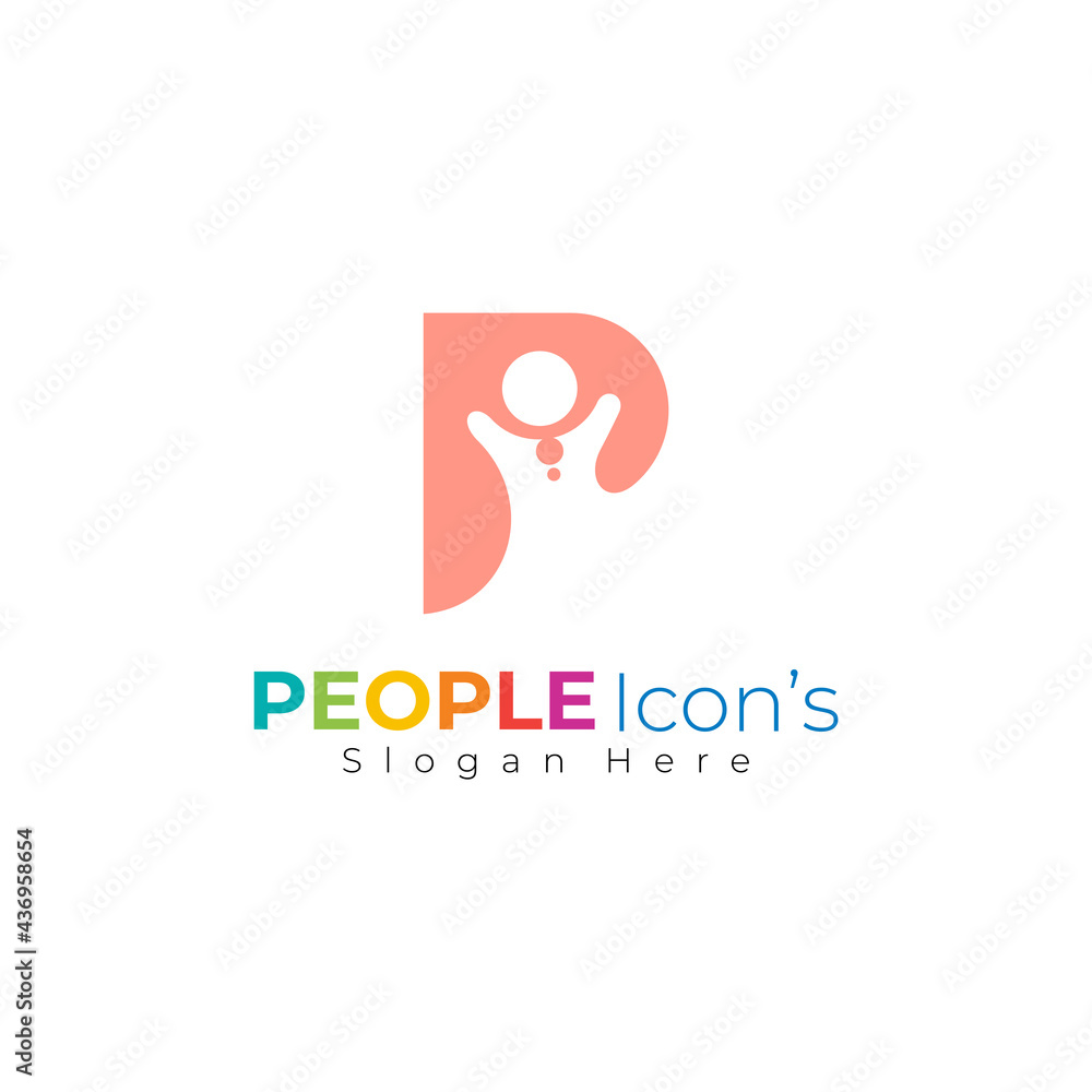 People kids logo design illustration, children icon People kids logo design illustration, children icon