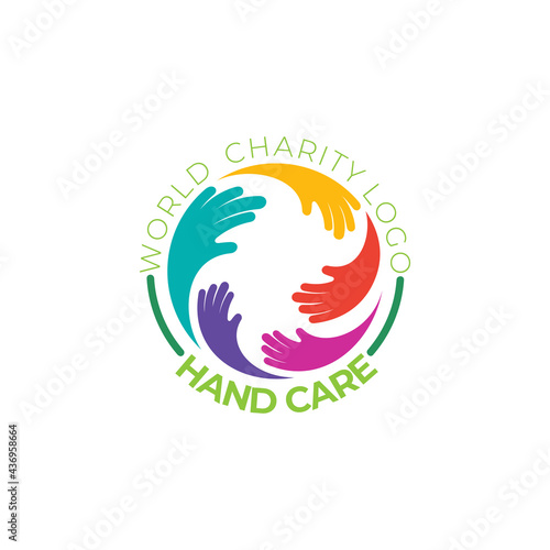 Hand care logo with circle design vector, colorful style icon