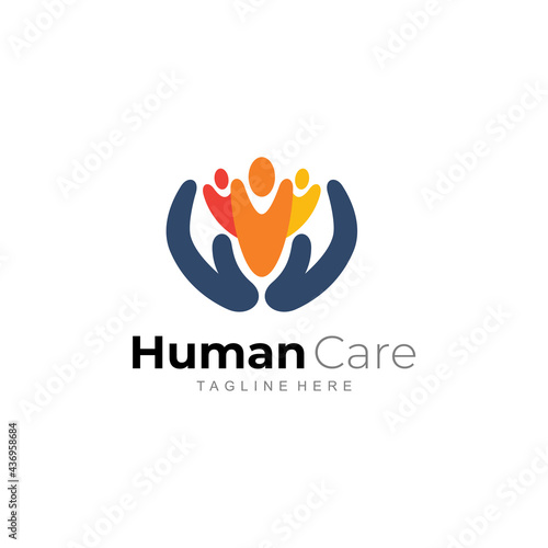 Abstract charity logo with people and hand design