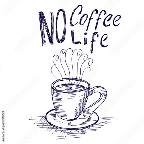 No coffee, no life, coffee cup with beans