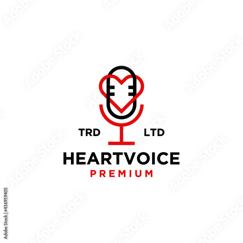 heart voice podcast vintage logo icon illustration Premium Vector