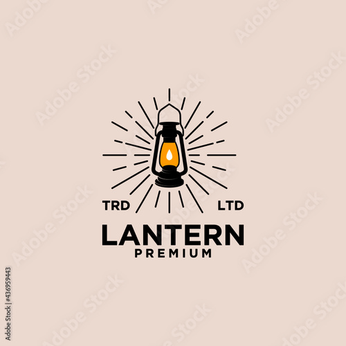 lantern vintage logo icon illustration Premium Vector