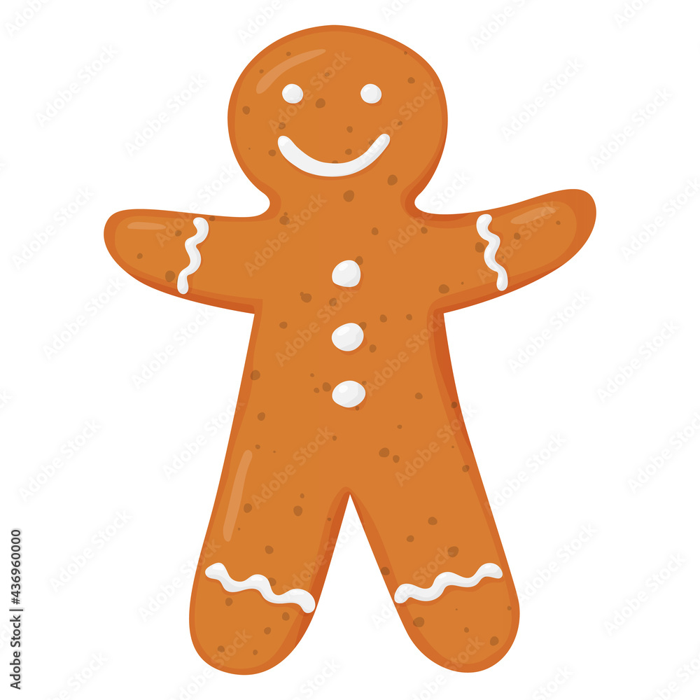 Obraz premium Gingerbread Man. Christmas cookies. Brown gingerbread with a white pattern.