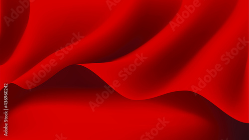 Abstract  luxury red cloth or liquid wave vector background. Red fabric texture background. Rippled wavy silk. Beautiful and Shiny silk. Cloth soft wave. Creases of satin, cotton.Vector illustration.