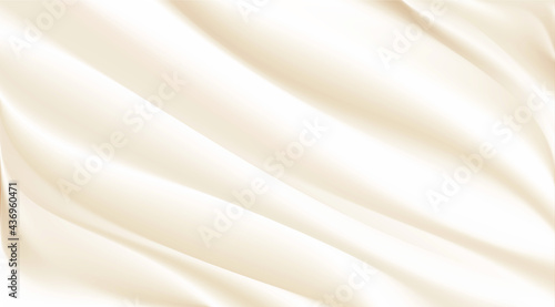 The luxury of beige or cream fabric texture background.Closeup of rippled gold silk fabric.Abstract  white cloth or liquid wave  vector background.Cloth soft wave. Creases of satin, silk, and cotton.