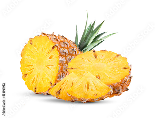  pineapple slices isolated on the white