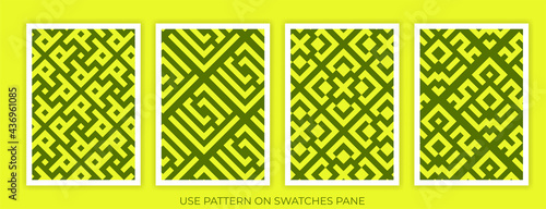 Seamless linear pattern with lines and scrolls. Monochrome abstract mosaic linear pattern. Decorative lattice. Vector rapport for swatches.