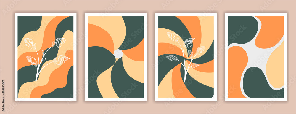 poster templates with organic abstract in floral colors. Contemporary wedding invitations, greeting cards pastel color, packaging and branding design. vector illustration
