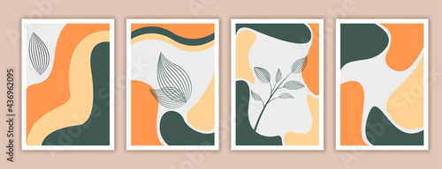 poster templates with organic abstract in floral colors. Contemporary wedding invitations, greeting cards pastel color, packaging and branding design. vector illustration