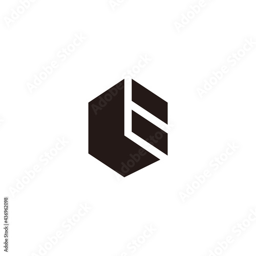 abstract letter t hexagonal box flat geometric logo vector