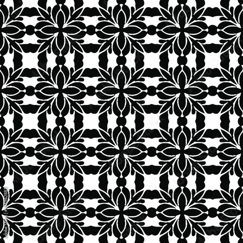 Geometric vector pattern with Black and white colors. Seamless abstract ornament for wallpapers and backgrounds.