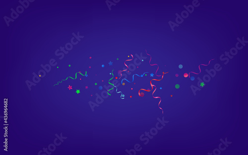 Colored Streamer Festive Vector Blue Background.
