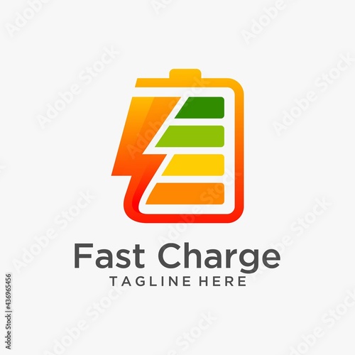 Fast charge battery logo design 