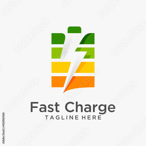 Fast charge battery logo design 