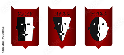 Tribal mask icon vector illustration isolated on white background.
