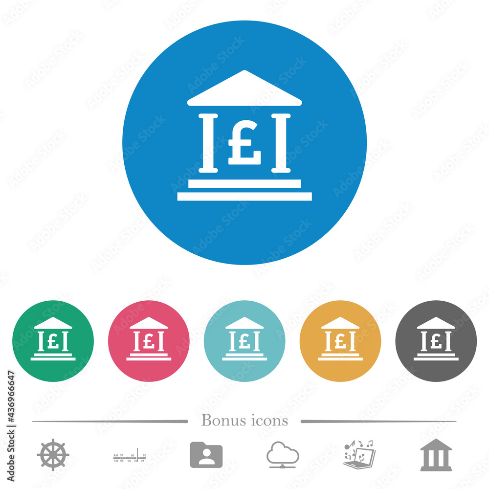 Pound bank office flat round icons Pound bank office flat round icons
