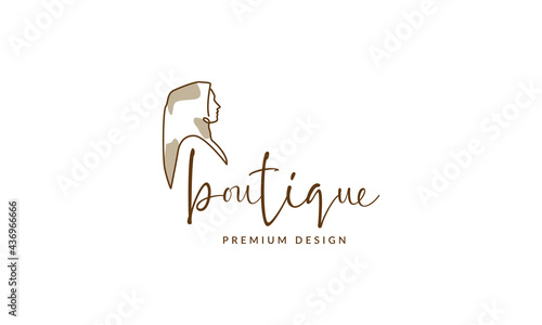 continuous lines women hijab logo symbol vector icon illustration graphic design