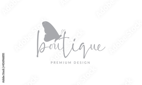 butterfly silhouette boutique logo symbol vector icon illustration graphic design