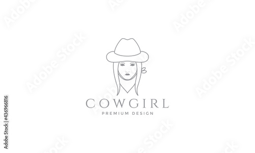 beautiful cow girl logo symbol vector icon illustration graphic design