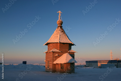 Temple-chapel in honor of the Archangel of God Michael. Norilsk airport. Russia. photo