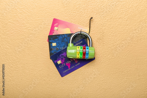Credit cards, lock and hook...