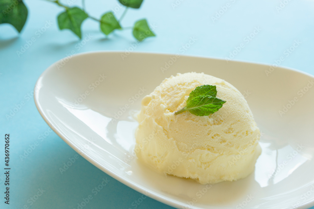 Ice cream on light blue background. 水色背景上のアイスクリーム Ice cream on light blue background. 水色背景上のアイスクリーム