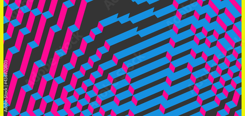 Modern background with cubes. Minimalistic geometric design. Voxel art. 3D vector illustration.