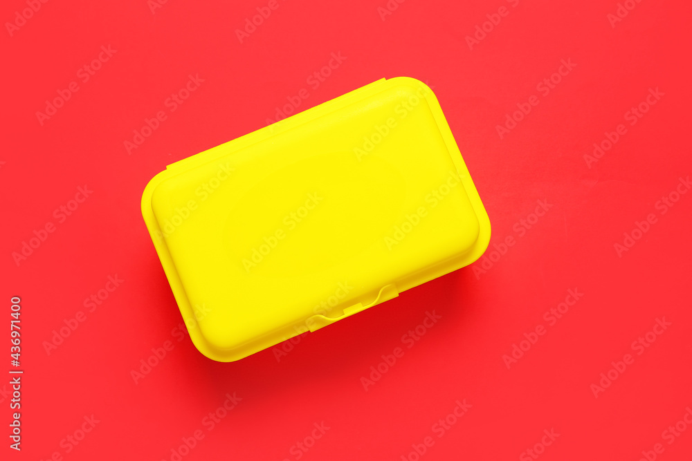 Plastic lunch box on color background Plastic lunch box on color background