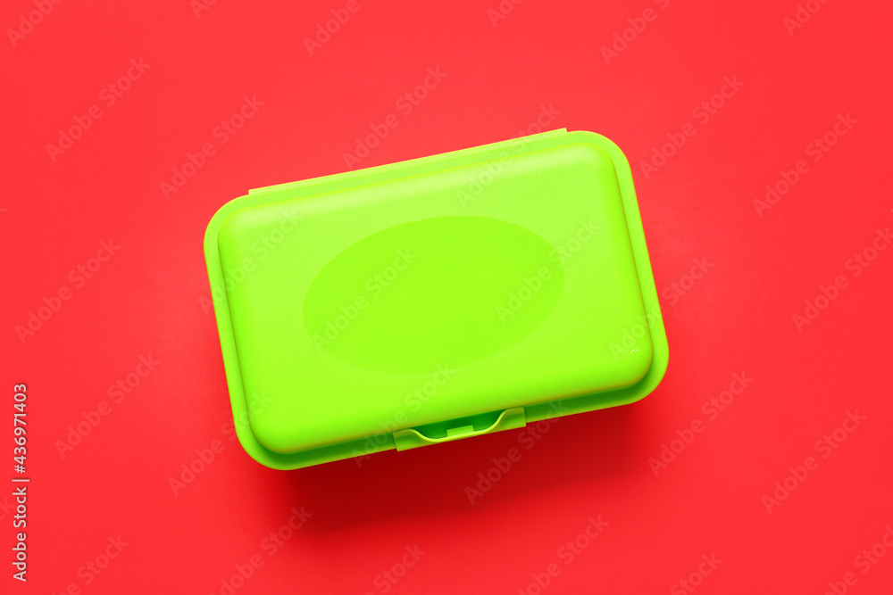 Plastic lunch box on color background Plastic lunch box on color background