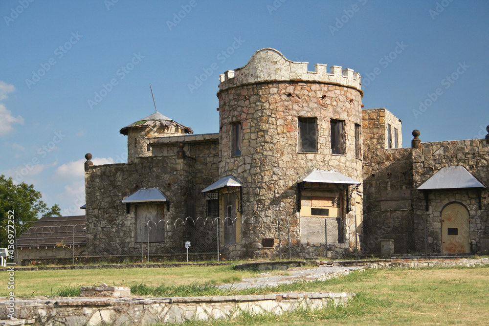 Abandoned Castle With Blue Sky in Rural Texas