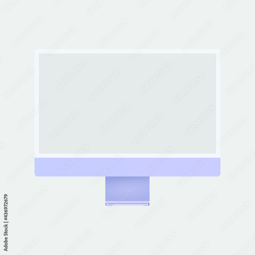 Realistic purple modern thin frame display computer monitor vector illustration. Realistic purple modern thin frame display computer monitor vector illustration.