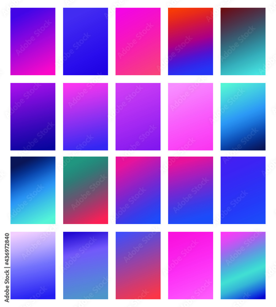 Set of abstract gradient banners. Minimal style color background. Template for wallpaper, mobile app, screen
