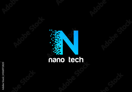 Abstract N letter nano tech modern initial logo design