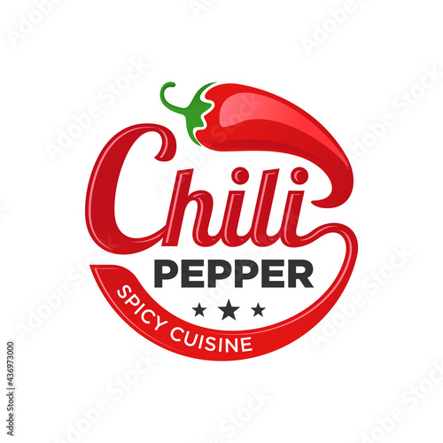 Chili Pepper Logo Template. Hot chili pepper design on white background. Vector illustration.
