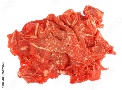 fresh shaved beef isolated on white background