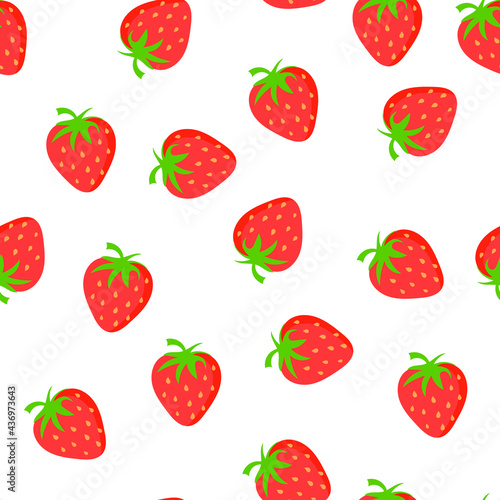 Fototapeta Naklejka Na Ścianę i Meble -  Strawberry seamless pattern. Vector Fruit texture for packing and fabric .