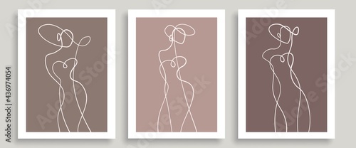 Vector Prints Set of Women Silhouettes Line Art Style. Female Figure Poster. Modern Wall Art, Aesthetic Design. Perfect for Home Decor, Wall Art Posters, or t-shirt Print, Mobile Case. Vector EPS 10