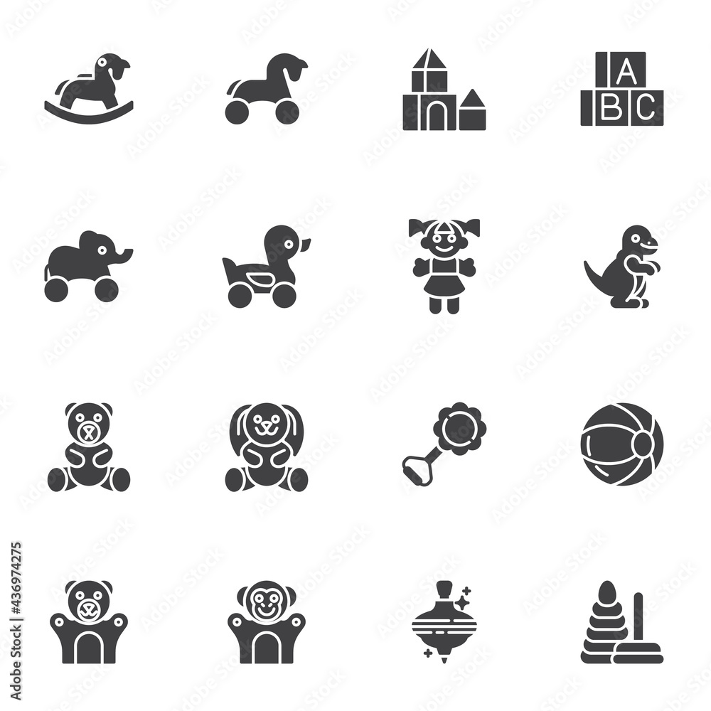 Baby toys vector icons set Baby toys vector icons set