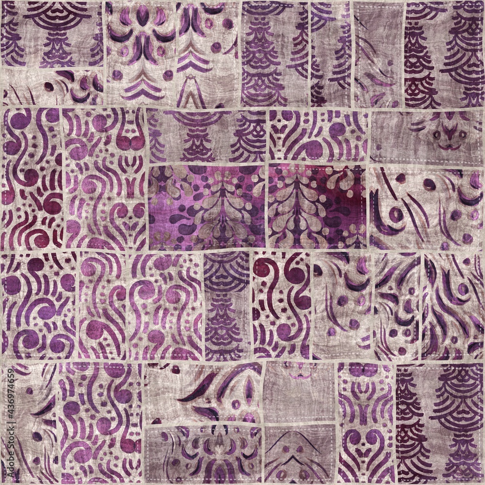 Seamless patchwork collage mix quilt pattern print. High quality illustration. Random selection of small rectangular fabric patterns stitched together digitally into a seamless pattern for print. Seamless patchwork collage mix quilt pattern print. High quality illustration. Random selection of small rectangular fabric patterns stitched together digitally into a seamless pattern for print.
