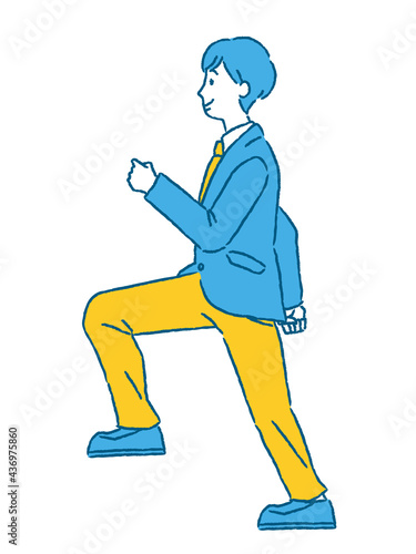 登る男子学生のイラスト